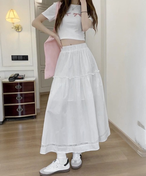 Miniministore（ミニミニストア）の「ティアードAラインスカート ハイウエスト（スカート・レディース・ホワイト・M/L）」の12枚目の写真