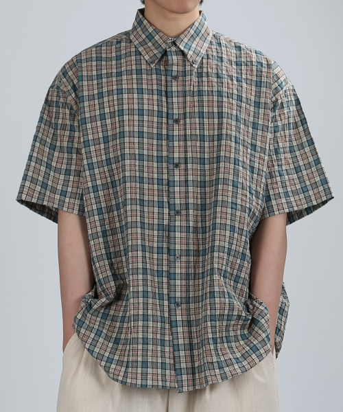 VERYVAIN(ベリベーン)の「STAINED CHECK OVER SHIRT (GREEN)(シャツ/ブラウス・メンズ・その他・MEDIUM/LARGE)」の1枚目の写真