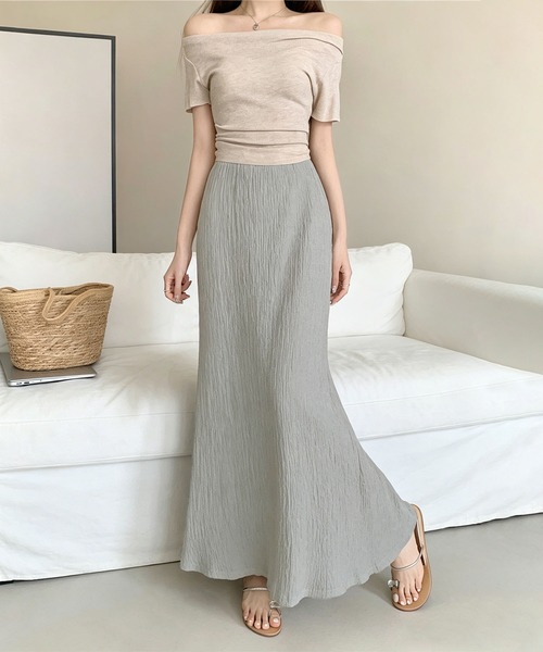 aimoha(アイモハ)の「リンクルプリーツマーメイドスカート(スカート・レディース・グレー/ブラック・FREE)」の9枚目の写真