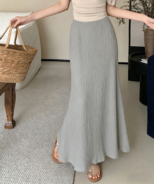 aimoha(アイモハ)の「リンクルプリーツマーメイドスカート(スカート・レディース・グレー/ブラック・FREE)」の8枚目の写真