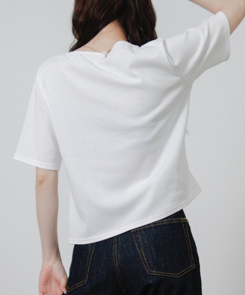 Social GIRL(ソーシャルガール)の「ドレープネック半袖Tシャツ(Tシャツ/カットソー・レディース・ブラック/オフホワイト・M)」の6枚目の写真