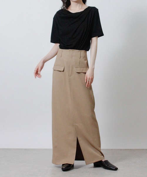 Social GIRL(ソーシャルガール)の「ドレープネック半袖Tシャツ(Tシャツ/カットソー・レディース・ブラック/オフホワイト・M)」の18枚目の写真