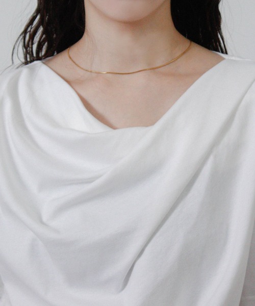 Social GIRL(ソーシャルガール)の「ドレープネック半袖Tシャツ(Tシャツ/カットソー・レディース・ブラック/オフホワイト・M)」の20枚目の写真