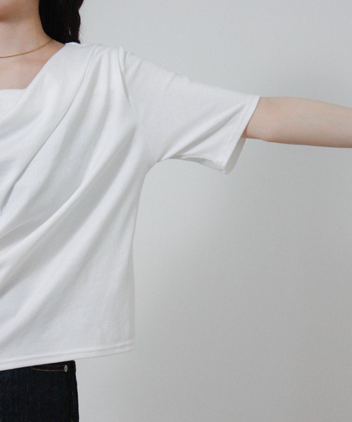 Social GIRL(ソーシャルガール)の「ドレープネック半袖Tシャツ(Tシャツ/カットソー・レディース・ブラック/オフホワイト・M)」の21枚目の写真
