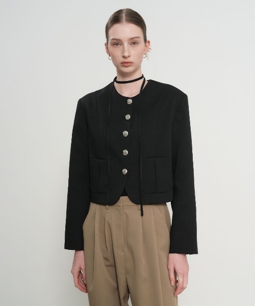 GENERAL IDEA(ジェネラルアイデア)の「【GENERAL IDEA】ストラップノーカラージャケット / STRAP COLLARLESS JACKET(ノーカラージャケット・レディース・ブラック/ベージュ・L/M/S)」の13枚目の写真