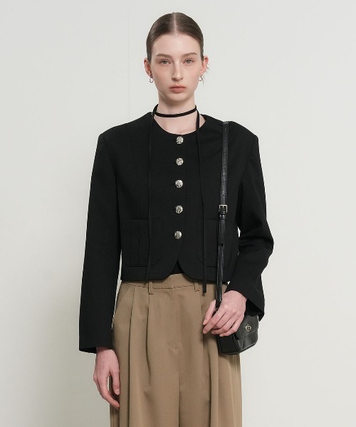 GENERAL IDEA(ジェネラルアイデア)の「【GENERAL IDEA】ストラップノーカラージャケット / STRAP COLLARLESS JACKET(ノーカラージャケット・レディース・ブラック/ベージュ・L/M/S)」の14枚目の写真