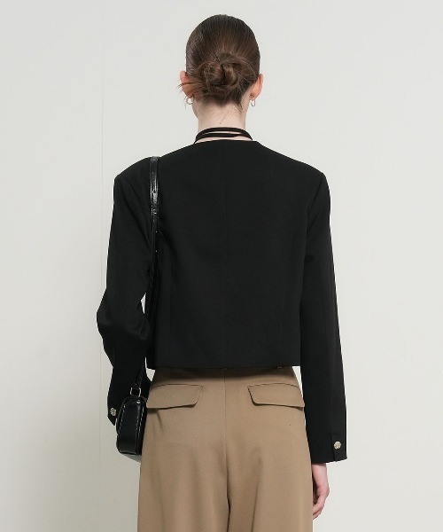 GENERAL IDEA(ジェネラルアイデア)の「【GENERAL IDEA】ストラップノーカラージャケット / STRAP COLLARLESS JACKET(ノーカラージャケット・レディース・ブラック/ベージュ・L/M/S)」の16枚目の写真