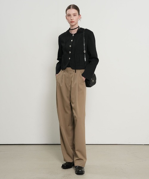 GENERAL IDEA(ジェネラルアイデア)の「【GENERAL IDEA】ストラップノーカラージャケット / STRAP COLLARLESS JACKET(ノーカラージャケット・レディース・ブラック/ベージュ・L/M/S)」の7枚目の写真