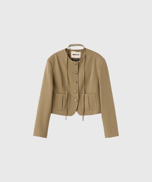 GENERAL IDEA(ジェネラルアイデア)の「【GENERAL IDEA】ストラップノーカラージャケット / STRAP COLLARLESS JACKET(ノーカラージャケット・レディース・ブラック/ベージュ・L/M/S)」の5枚目の写真