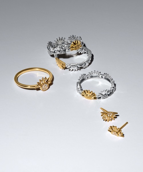PANDORA(パンドラ)の「サンフラワー ツートーン バンド リング(リング・レディース・シルバー×ゴールド・60/58/52/50/48/54/56)」の4枚目の写真