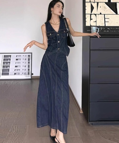 semplice(センプリチェ)の「セットアップ【韓国ファッション】(セットアップ・レディース・ブルー・S/M/L)」の10枚目の写真