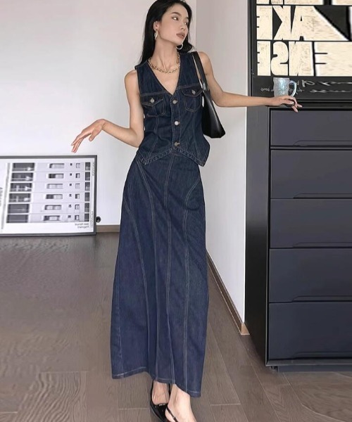 semplice(センプリチェ)の「セットアップ【韓国ファッション】(セットアップ・レディース・ブルー・S/M/L)」の6枚目の写真