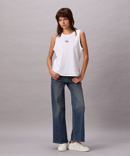 Calvin Klein(カルバン・クライン)の「リブモノグラムタンクトップ(タンクトップ・レディース・ホワイト/ブラック・M/XS/S)」の3枚目の写真