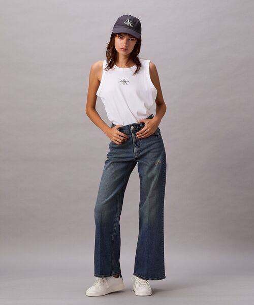 Calvin Klein(カルバン・クライン)の「リブモノグラムタンクトップ(タンクトップ・レディース・ホワイト/ブラック・M/XS/S)」の4枚目の写真