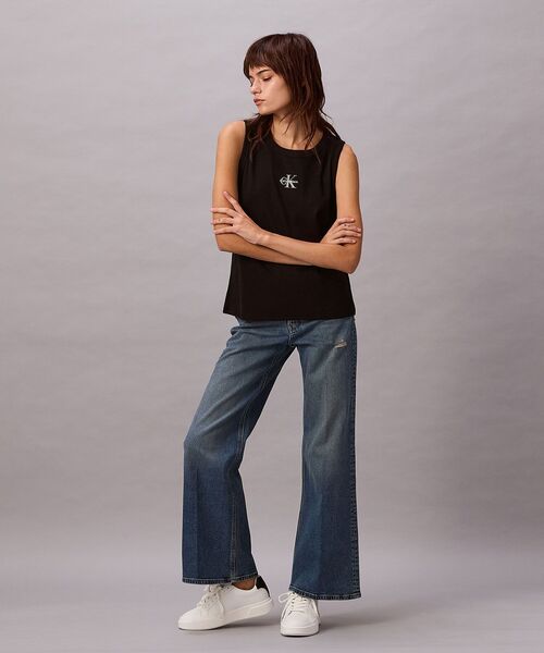 Calvin Klein(カルバン・クライン)の「リブモノグラムタンクトップ(タンクトップ・レディース・ホワイト/ブラック・M/XS/S)」の5枚目の写真