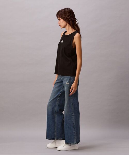 Calvin Klein(カルバン・クライン)の「リブモノグラムタンクトップ(タンクトップ・レディース・ホワイト/ブラック・M/XS/S)」の6枚目の写真