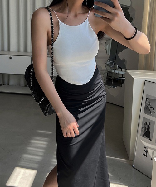 Lace Ladies(レースレディース)の「細ストラップ ホルター カップ付き ブラトップ(キャミソール・レディース・ブラック/ホワイト/グレイッシュベージュ/グリーン・FREE)」の15枚目の写真