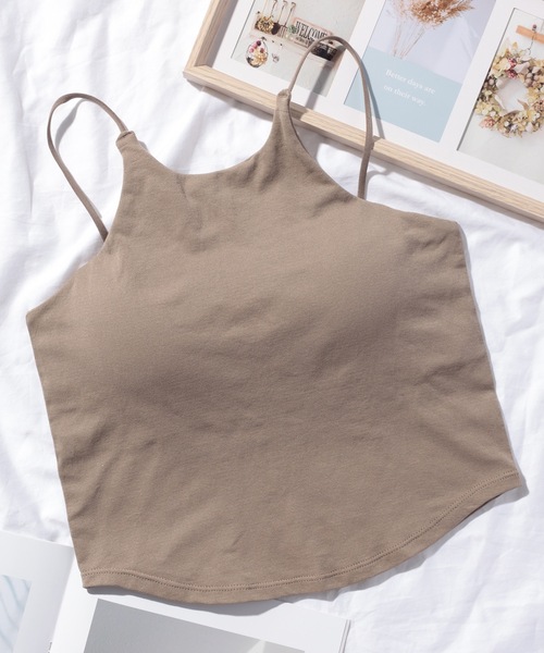 Lace Ladies(レースレディース)の「細ストラップ ホルター カップ付き ブラトップ(キャミソール・レディース・ブラック/ホワイト/グレイッシュベージュ/グリーン・FREE)」の16枚目の写真