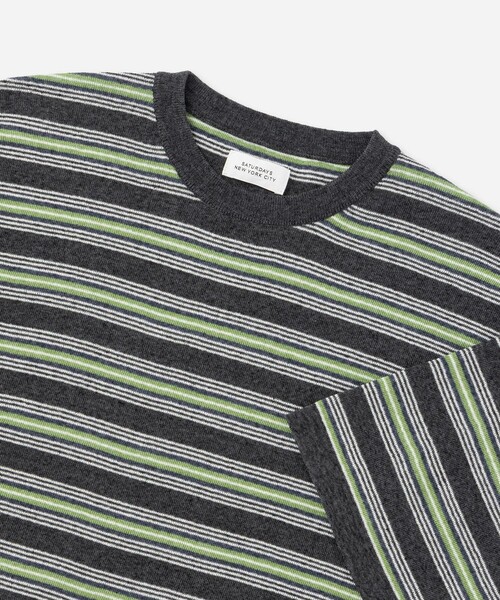 Saturdays NYC（サタデーズ ニューヨークシティ ）の「Pacho Stripe Knit Top（Tシャツ/カットソー・メンズ・ブラック系その他/パープル・L/M/S）」の6枚目の写真