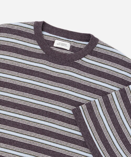 Saturdays NYC（サタデーズ ニューヨークシティ ）の「Pacho Stripe Knit Top（Tシャツ/カットソー・メンズ・ブラック系その他/パープル・L/M/S）」の5枚目の写真