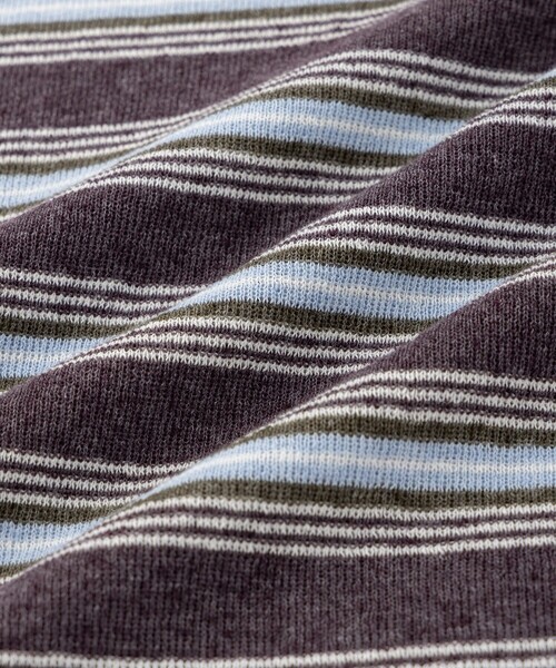 Saturdays NYC（サタデーズ ニューヨークシティ ）の「Pacho Stripe Knit Top（Tシャツ/カットソー・メンズ・ブラック系その他/パープル・L/M/S）」の3枚目の写真