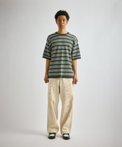 Saturdays NYC（サタデーズ ニューヨークシティ ）の「Pacho Stripe Knit Top（Tシャツ/カットソー・メンズ・ブラック系その他/パープル・L/M/S）」の21枚目の写真
