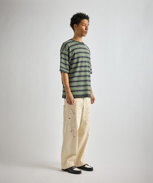 Saturdays NYC（サタデーズ ニューヨークシティ ）の「Pacho Stripe Knit Top（Tシャツ/カットソー・メンズ・ブラック系その他/パープル・L/M/S）」の19枚目の写真