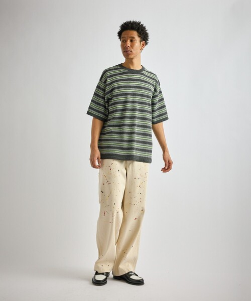 Saturdays NYC（サタデーズ ニューヨークシティ ）の「Pacho Stripe Knit Top（Tシャツ/カットソー・メンズ・ブラック系その他/パープル・L/M/S）」の15枚目の写真