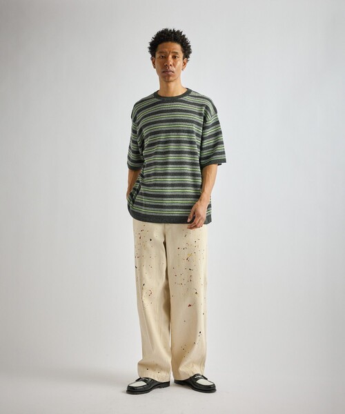 Saturdays NYC（サタデーズ ニューヨークシティ ）の「Pacho Stripe Knit Top（Tシャツ/カットソー・メンズ・ブラック系その他/パープル・L/M/S）」の14枚目の写真