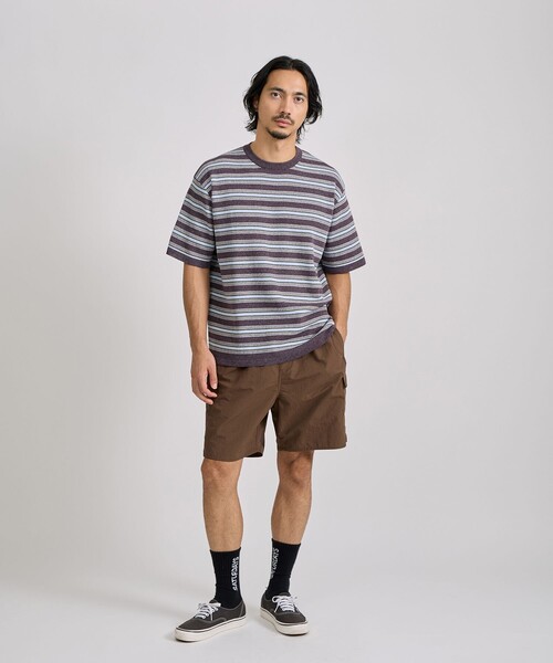 Saturdays NYC（サタデーズ ニューヨークシティ ）の「Pacho Stripe Knit Top（Tシャツ/カットソー・メンズ・ブラック系その他/パープル・L/M/S）」の12枚目の写真