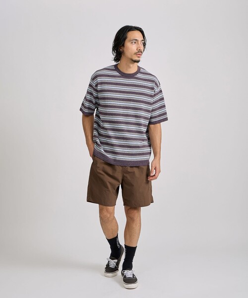 Saturdays NYC（サタデーズ ニューヨークシティ ）の「Pacho Stripe Knit Top（Tシャツ/カットソー・メンズ・ブラック系その他/パープル・L/M/S）」の11枚目の写真