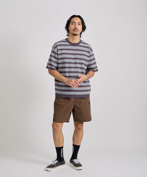 Saturdays NYC（サタデーズ ニューヨークシティ ）の「Pacho Stripe Knit Top（Tシャツ/カットソー・メンズ・ブラック系その他/パープル・L/M/S）」の10枚目の写真