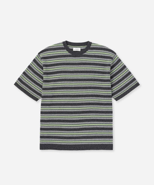 Saturdays NYC（サタデーズ ニューヨークシティ ）の「Pacho Stripe Knit Top（Tシャツ/カットソー・メンズ・ブラック系その他/パープル・L/M/S）」の9枚目の写真