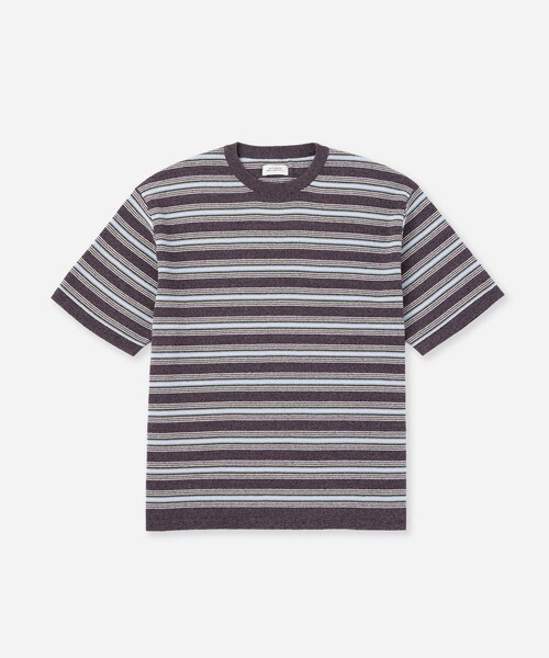 Saturdays NYC（サタデーズ ニューヨークシティ ）の「Pacho Stripe Knit Top（Tシャツ/カットソー・メンズ・ブラック系その他/パープル・L/M/S）」の8枚目の写真