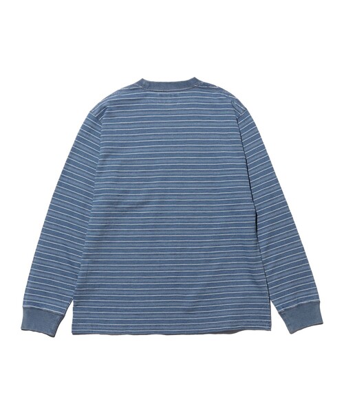 BEAMS PLUS(ビームスプラス)の「Pocket Tee Indigo Stripe(Tシャツ/カットソー・メンズ・ネイビー/サックスブルー・MEDIUM/X-LARGE/SMALL/LARGE)」の5枚目の写真