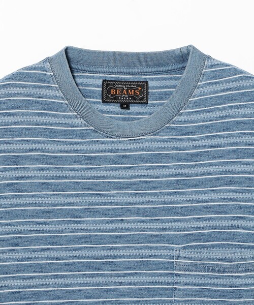 BEAMS PLUS(ビームスプラス)の「Pocket Tee Indigo Stripe(Tシャツ/カットソー・メンズ・ネイビー/サックスブルー・MEDIUM/X-LARGE/SMALL/LARGE)」の7枚目の写真