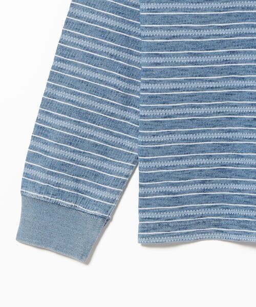 BEAMS PLUS(ビームスプラス)の「Pocket Tee Indigo Stripe(Tシャツ/カットソー・メンズ・ネイビー/サックスブルー・MEDIUM/X-LARGE/SMALL/LARGE)」の8枚目の写真