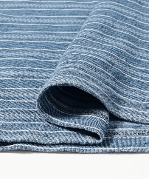 BEAMS PLUS(ビームスプラス)の「Pocket Tee Indigo Stripe(Tシャツ/カットソー・メンズ・ネイビー/サックスブルー・MEDIUM/X-LARGE/SMALL/LARGE)」の10枚目の写真