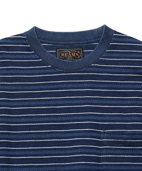 BEAMS PLUS(ビームスプラス)の「Pocket Tee Indigo Stripe(Tシャツ/カットソー・メンズ・ネイビー/サックスブルー・MEDIUM/X-LARGE/SMALL/LARGE)」の13枚目の写真