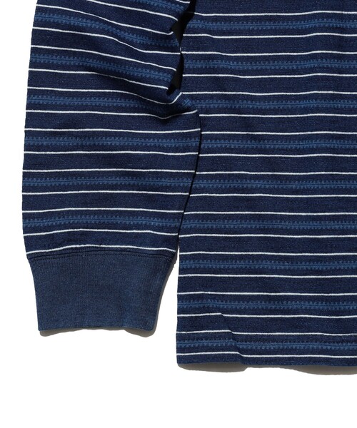 BEAMS PLUS(ビームスプラス)の「Pocket Tee Indigo Stripe(Tシャツ/カットソー・メンズ・ネイビー/サックスブルー・MEDIUM/X-LARGE/SMALL/LARGE)」の14枚目の写真