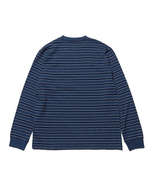 BEAMS PLUS(ビームスプラス)の「Pocket Tee Indigo Stripe(Tシャツ/カットソー・メンズ・ネイビー/サックスブルー・MEDIUM/X-LARGE/SMALL/LARGE)」の17枚目の写真