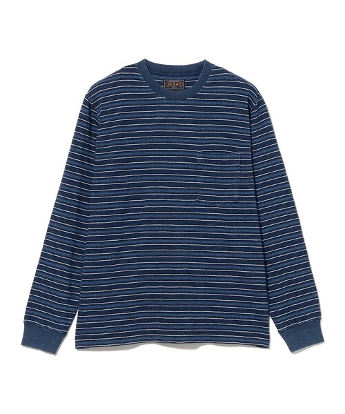 BEAMS PLUS(ビームスプラス)の「Pocket Tee Indigo Stripe(Tシャツ/カットソー・メンズ・ネイビー/サックスブルー・MEDIUM/X-LARGE/SMALL/LARGE)」の18枚目の写真