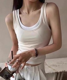HALEY PESCA/レイヤード風パイピングタンクトップ