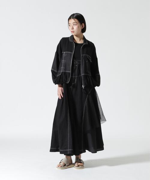AULA AILA(アウラアイラ)の「AULA AILA/アウラアイラ/2WAY 3FABRIC JUMPER SKIRT(ジャンパースカート・レディース・ブラック/ブルー・0/1)」の6枚目の写真