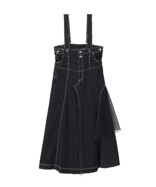 AULA AILA(アウラアイラ)の「AULA AILA/アウラアイラ/2WAY 3FABRIC JUMPER SKIRT(ジャンパースカート・レディース・ブラック/ブルー・0/1)」の7枚目の写真