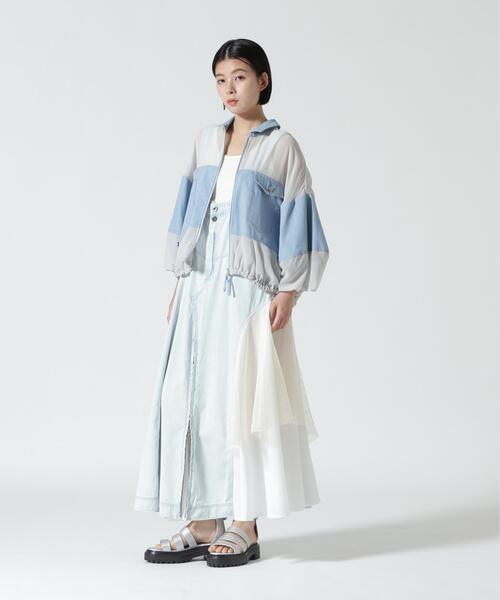 AULA AILA(アウラアイラ)の「AULA AILA/アウラアイラ/2WAY 3FABRIC JUMPER SKIRT(ジャンパースカート・レディース・ブラック/ブルー・0/1)」の13枚目の写真
