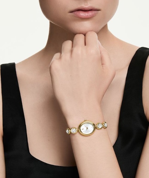SWAROVSKI(スワロフスキー)の「【公式】【スワロフスキー】Imber oval ウォッチ, スイス製, メタルブレスレット, ゴールド系, ゴールドトーン仕上げ(デジタル腕時計・レディース・ゴールド系・ONE SIZE)」の2枚目の写真