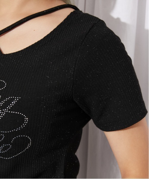 GORGE(ゴージ)の「《ラインストーンロゴ》クロスストラップリブカットソー/Y2K/春夏秋/全3色(Tシャツ/カットソー・レディース・チャコール/ブラック/オフホワイト・F)」の20枚目の写真