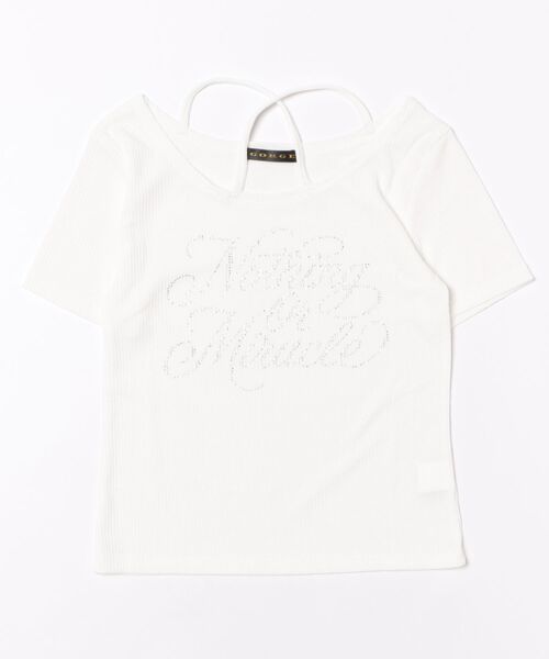 GORGE(ゴージ)の「《ラインストーンロゴ》クロスストラップリブカットソー/Y2K/春夏秋/全3色(Tシャツ/カットソー・レディース・チャコール/ブラック/オフホワイト・F)」の22枚目の写真