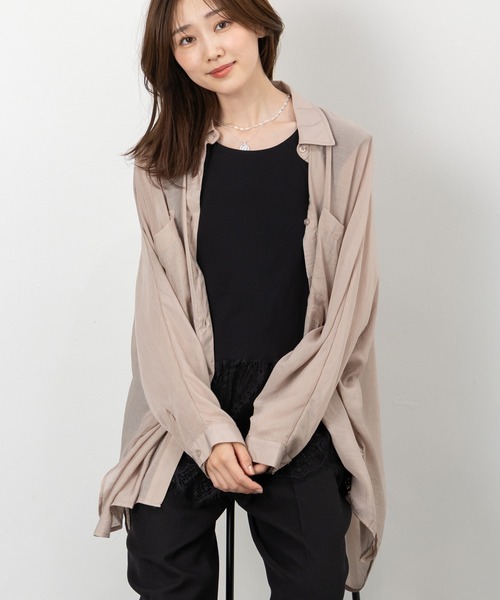 MAISONCOMFY (メゾンコンフィ)の「【シアードルマンシャツ】冷房対策や日焼け対策にもなる涼しげアイテム(シャツ/ブラウス・レディース・ピンク/ライトベージュ/ホワイト/サックスブルー/イエロー/ブラック・FREE)」の3枚目の写真